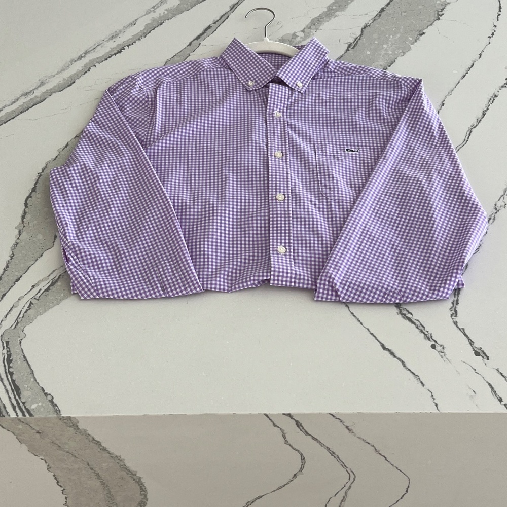 Men’s Vineyard Vines Wht/Lilac  Performance Button Down- Size SM - Picture 9 of 15